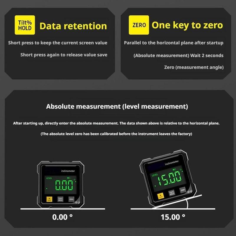 Magnetic Digital Angle Finder with Dual High-Precision Lasers, Hands-Free Alignment Tool Essential for Woodworking, Electrical Installation & Plumbing