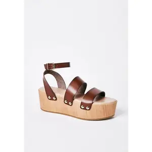 JUSTFAB Women's Vintage Platform Heeled Sandals, Casual Comfortable Platform Heels for Daily Wear, Trendy All-Match Design