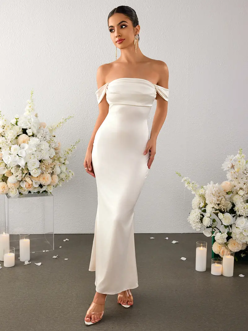 off the shoulder ruched draped backless bodycon dress - TikTok Shop off the shoulder ruched draped backless bodycon dress - TikTok Shop