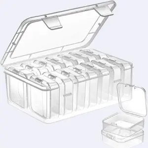 Small Bead Organizers, 15 Pieces Plastic Storage Cases Mini Clear Bead Storage Containers Transparent Boxes with Hinged Lid and Rectangle Clear Craft Supply Case