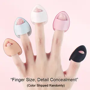 1 Piece Mini Finger Puff, Thumb Tip Water Droplet Small Puff, Leather Surface Cushion Puff, Dry and Wet Dual-Purpose for Makeup