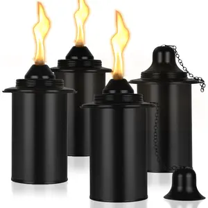 12oz Torch Replacement Refillable Canisters Bamboo Torch Fuel Can Citronella Tabletop Torch Canister Outdoor for Patio Garden Decor 4 Pack