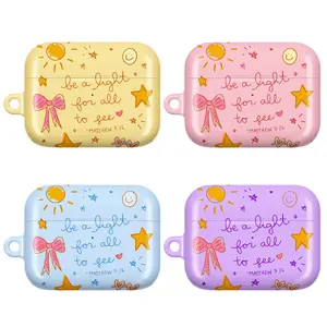Pastel Christian Bible Verse AirPods Case – Be a Light Scripture AirPod Cover for AirPods 4 3 2 1 & AirPods Pro 3 2 1 – Inspirational Aesthetic AirPods Case with Matthew 5:16 Quote, Cute Faith-Based Religious Gift for Her Women Girls