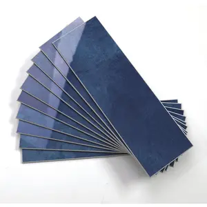 Tilingview 30 PCS Peel and Stick Backsplash Tile for Kitchen/Bathroom/Living Room, 3"x 9" Self-Adhesive Subway Tile for Backsplash, Imitation Glazed Tiles/Handmade Tiles (Glossy Navy Blue)