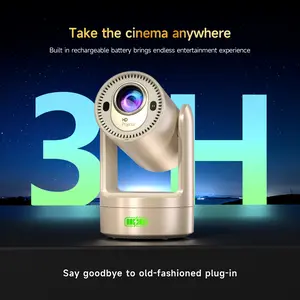 With batteries Rechargeable Mini Android Outdoor projector, 800ANSI native 1080P resolution, auto focus and auto trapezoidal correction, 200-inch screen WiFi6 bt5.2 multi-functional UHD outdoor entertainment projector.