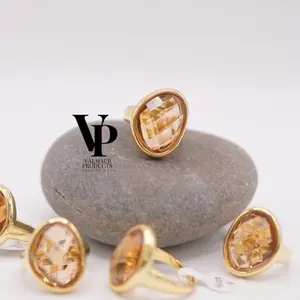 Valmaur Products Amber Shine Ring-Luxury Jewelry for Women Gold Plated