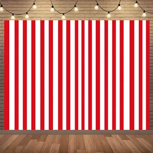 1pc Carnival Backdrop Red White Striped Background Suitable for Birthday Celebration Circus Theme Home Decoration No Power Needed