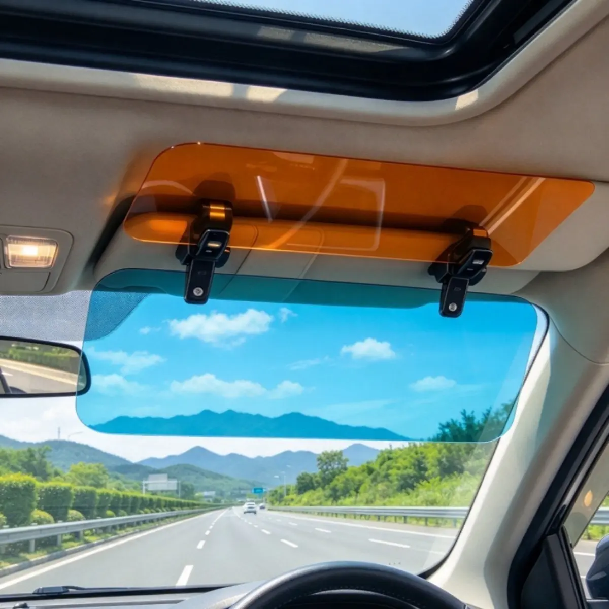 Car Sun Visor Extender 2 in 1 Day Night Glare Reducer Button Adjustable Universal Fit Driver Vision Visor Interior Accessories for Car SUV Truck
