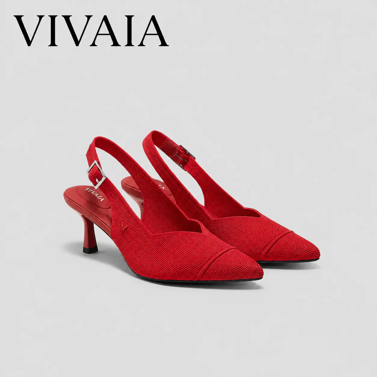 VIVAIA   Women's   Almond Pointed-Toe Slingback Kitten Heels - 6.5cm Stilettos Sandals with Arch Support, Pressure-Relief Cushioned Insole, Adjustable Strap - Office & Party Footwear for Summer Outfits (Addison)