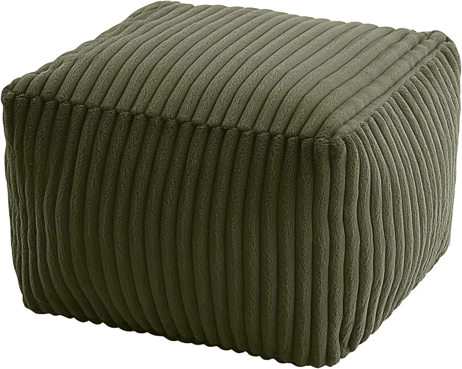 Square Pouf Ottoman Foot Rest, 15 Inch Faux Fur Pouf, Green| Fluffy faux fur square floor pouf, foam filled footrest footstool for living room couch or dorm