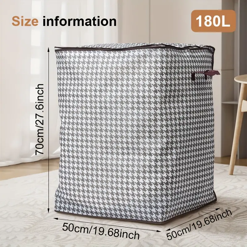 [Extra Large Storage Bucket] 3 Pack Extra Large Salon Storage Bucket - Houndstooth Thickened Storage Containers - Dustproof And Moisture Resistant Bag Double Zipper For Household/Salon Spa Large Capacity Clothes Quilt Storage Organiser 47.55Gal-3Pcs