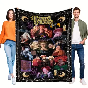 Funny Blanket Hocus Pocus Blanket Microfiber Hocus Pocus Cartoon Movie Emotions Characters Theme Blanket -Ideal Movie Theme Gift Decoration