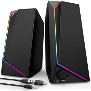 Computer Speakers, USB/USB-C  PC Speakers with Loud Stereo Sound, Headphone-in for Desktop, iMac, MacBook, Laptop,  (USB-C to USB Adapter Included)