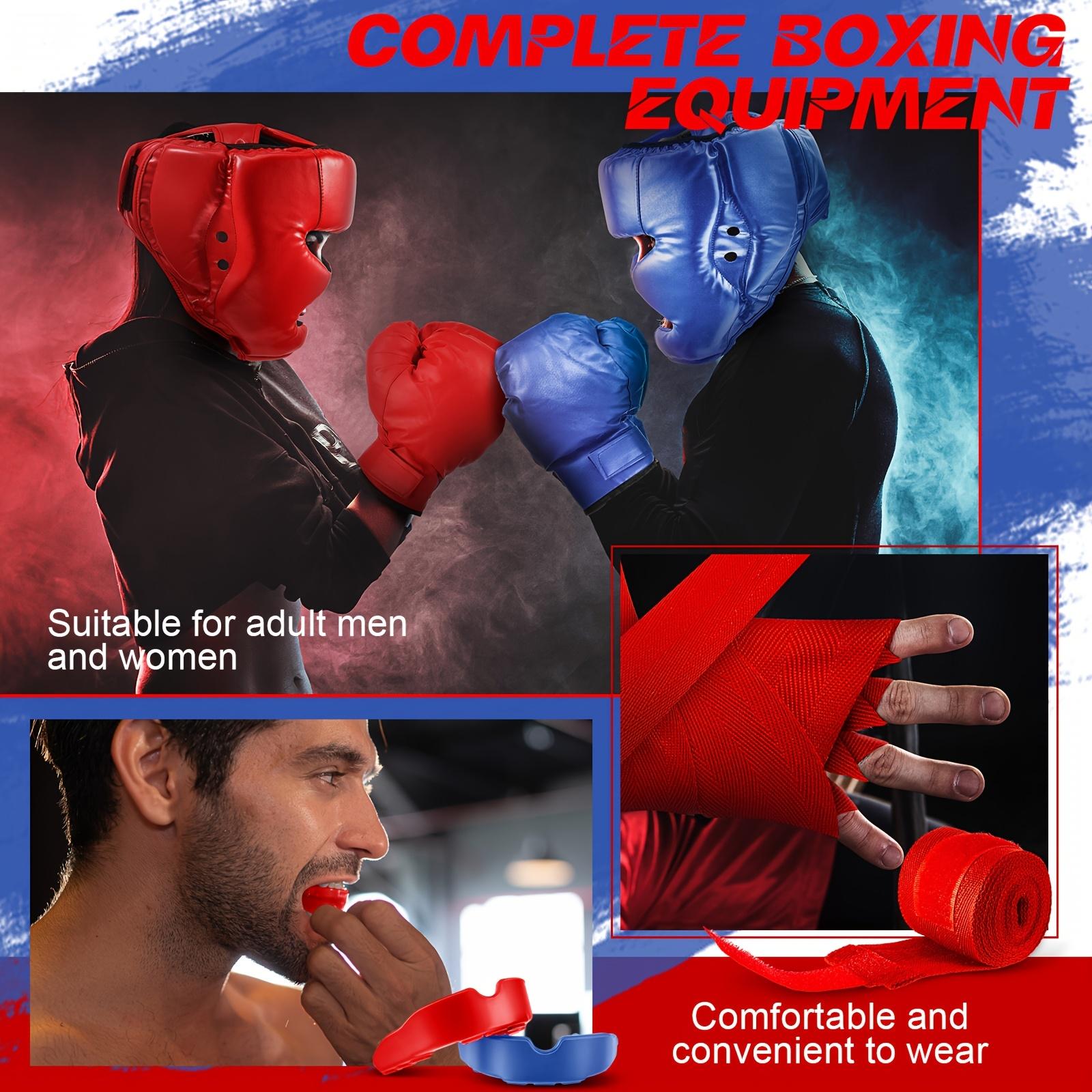 14PCS Boxing Training Set – 2 Pairs 16oz Gloves, Headgear, Hand Wraps & Mouthguards for Beginners, Adults & Youth