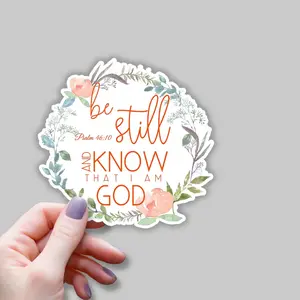 3pcs Be Still and Know That I Am God Christian Sticker, Jesus Inspirational Bible Verse Quotes sticker