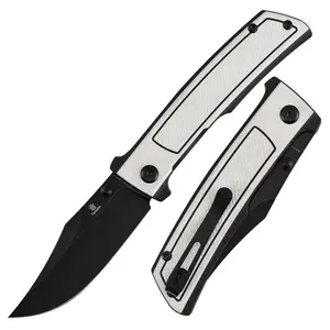 Tenable Bison 7.35" Overall Length Folding Knife | 3.24'' Nitro V Blade |  G10/Aluminum with Frag Pattern / Twill Carbon FIber & G10  Handle | Ray Laconico Knives Design | B2108Series