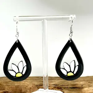 Daisy teardrop polymer clay earrings