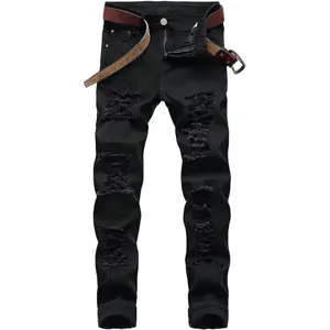 Men's Ripped Skinny Slim Fit Stretch Distressed Destroyed Jeans Denim Pants