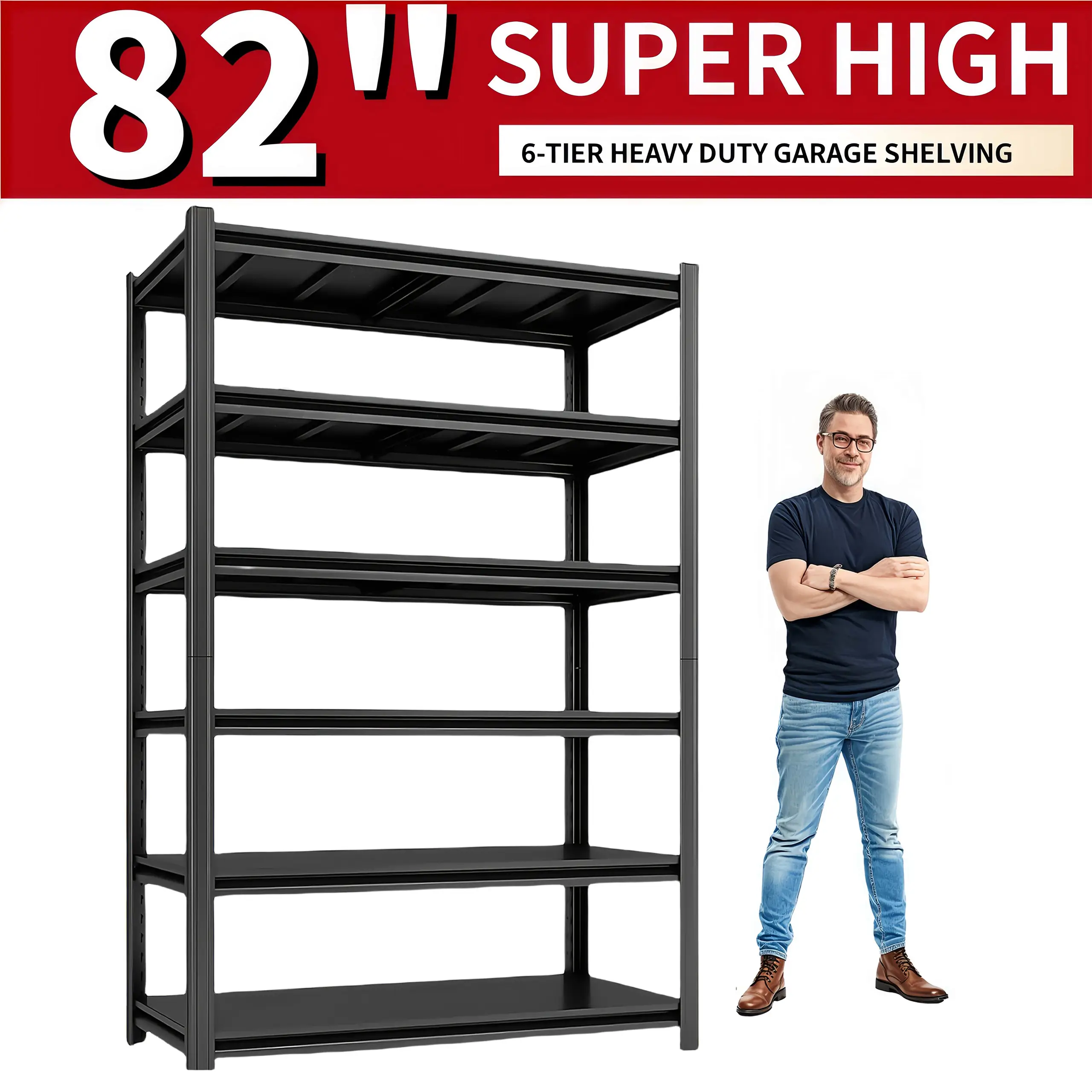 5-6 Tier Adjustable Metal Shelving Rack for Storage Rack, Garage Shelving, Industrial Storage Rack, Kitchen Organizer