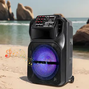 DAZONE Wireless Boombox Large 12" Subwoofer Bluetooth Speaker Heavy Bass, Support FM Radio, LED Colorful Lights, Stereo Sound