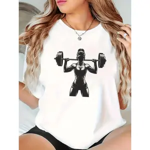 Breathable and Stretchy Women's TShirt with Fitness Enthusiast Print Soft Round Neck Short Sleeve for Casual Gym and Outdoor Wear AllSeason Comfort