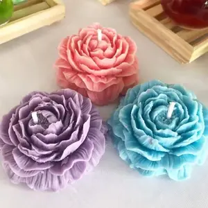 3D Large Peony Silicone Candle Mold Molding DIY Handmade Creative Flower Scented Wax Soap Making Kit Home Gift Set Floral Scent