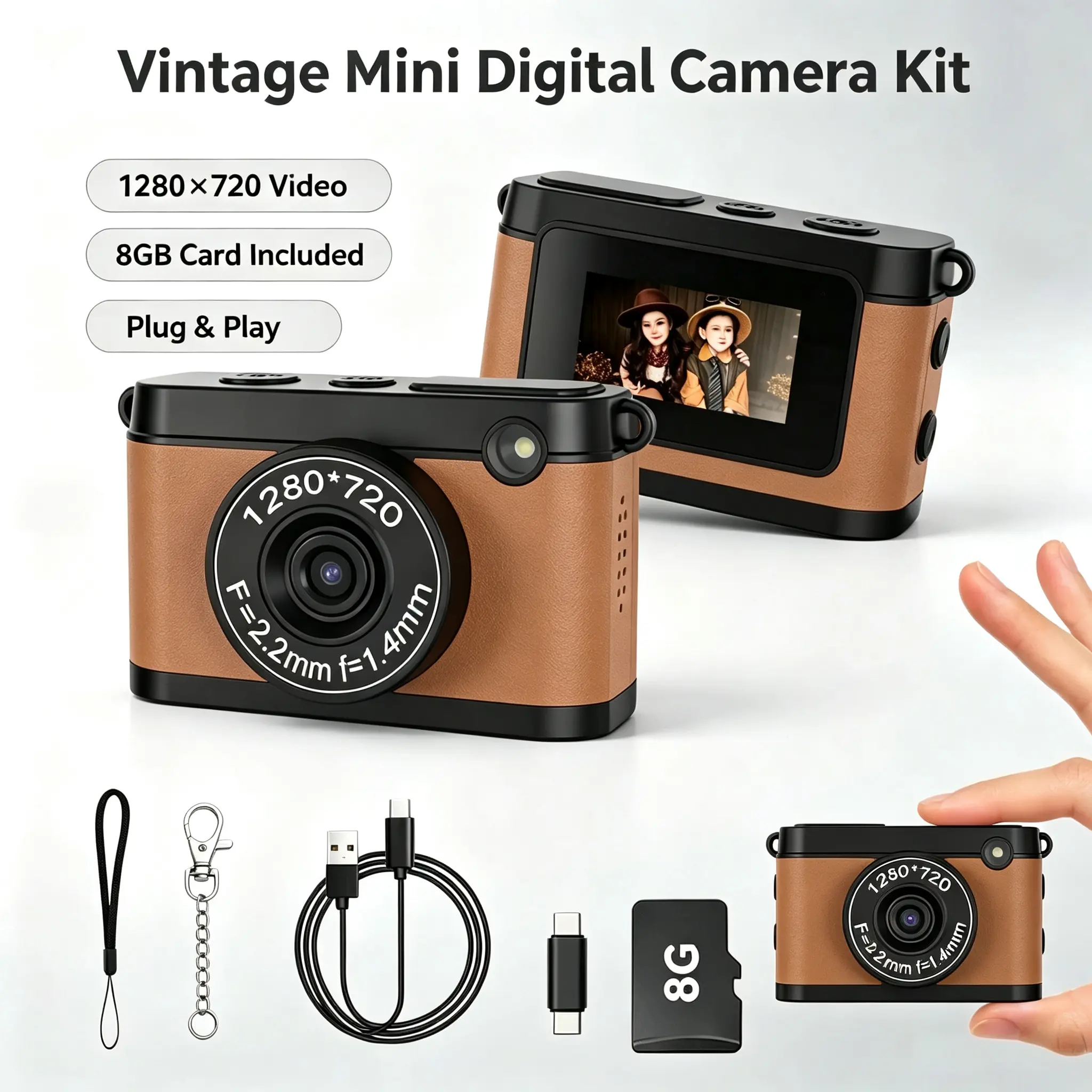 HD Recording Support – Compact Camera for High-Definition Video Capture & Storage with 8GB Memory Card Included