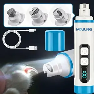 Professional 3-Speed Pet Grooming Nail Grinder, LED Blood Line Light, Electric Dog Claw Trimmer, Low Noise, Type-C Charging, Perfect Valentine Gift