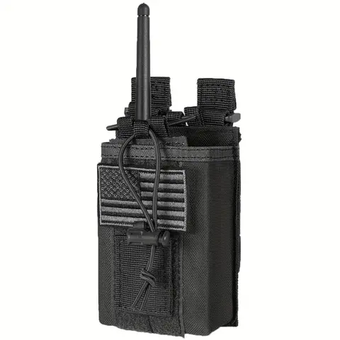 LUCIERNAGA High-Strength Nylon Molle Radio Holder - Heavy-Duty Compact Bag for 2-Way Walkie Talkies, Secure Fit, Adjustable Organized Storage, 1 Pack Patch, Audio Compatibility, Durable Black (Sports & Outdoor Accessory)