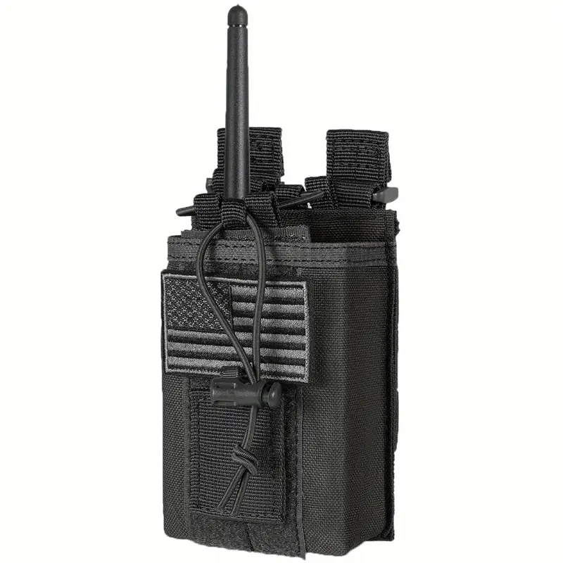 LUCIERNAGA High-Strength Nylon Molle Radio Holder - Heavy-Duty Compact Bag for 2-Way Walkie Talkies, Secure Fit, Adjustable Organized Storage, 1 Pack Patch, Audio Compatibility, Durable Black (Sports & Outdoor Accessory)