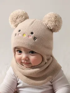 Cute Cat Embroidered Knit Hat Cute Beanie Hat for Babies & Toddlers, Warm Winter for Outdoor Use, Daily Commuting Essential, Moderate Fabric Thickness