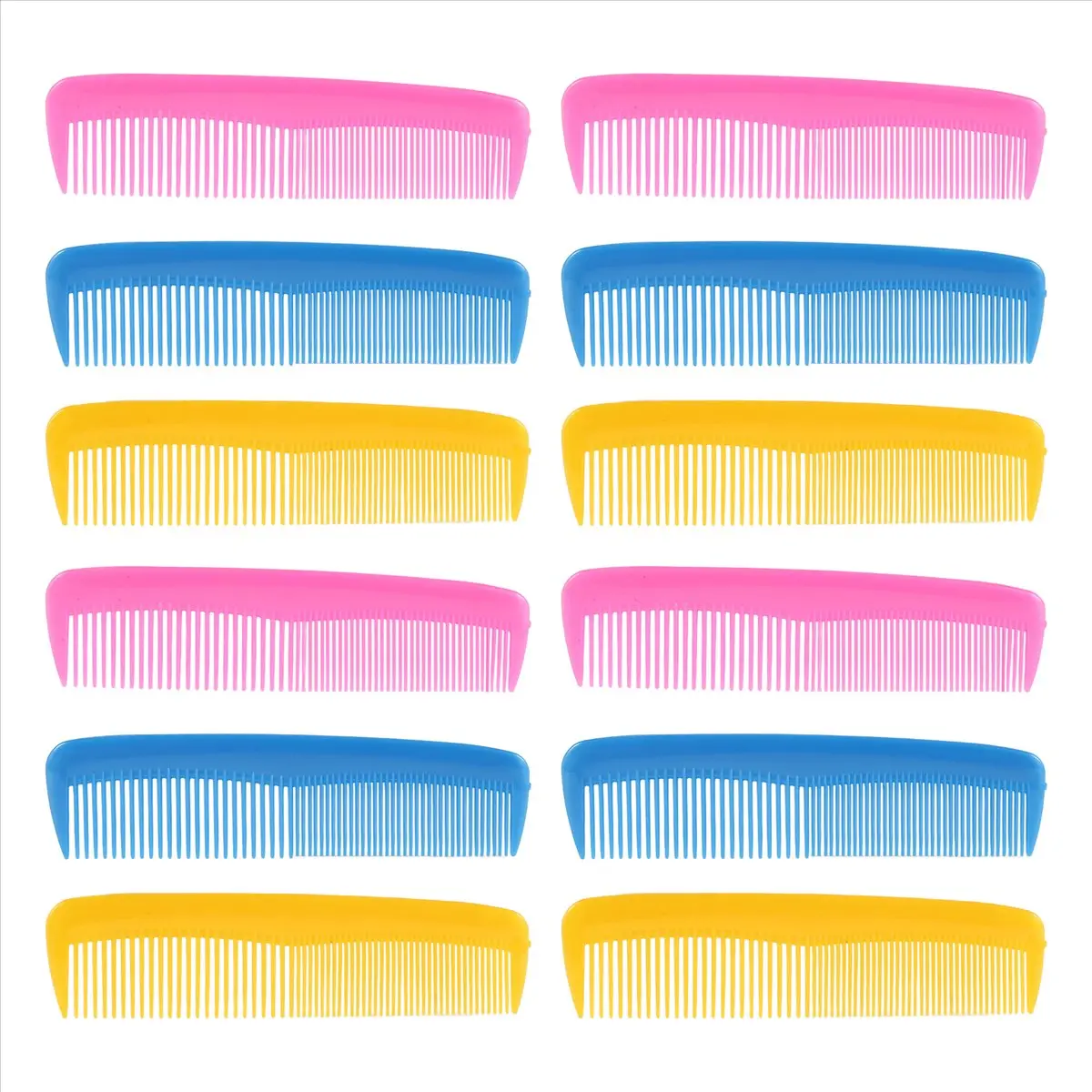 12 Pack Fine Tooth Hair Combs, Colorful Plastic Set for Kids & Adults, Daily Detangling & Styling for Straight Hair