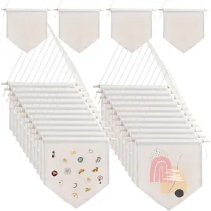 30PCS Blank Canvas Banners - Wall Decorative DIY Wall Display Flags, Enamel Pin Wall Display Banners for Enamel Lapel Badge
