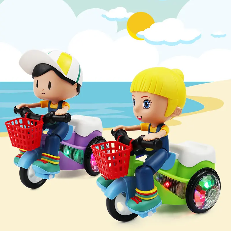 Kids 360° Auto Rotation Safety Electric Ride-On Trike - Seatless Spinning Toy with LED Lights, Music, Ride on Wheels, Rotating Design for 3-5 Years Old Toddlers (Perfect Gift), Rotating Ride On