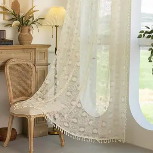Boho Lace Transparent Curtain, Top Rod Pocket Hanging, Ideal for Bedroom, Living Room, Home Decor, Festival Decoration, Curtains and Nettings