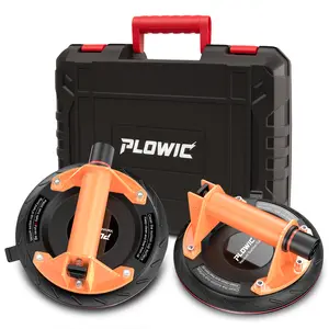 PLOWIC Portable Vacuum Suction Cup 2-Pack Set, 200kg Bearing Capacity Vacuum Lifter, High Safety Performance, Easy Storage. Works on glass, tile, sintered stone, marble & metal. Perfect Gift for DIY Beginners（Orange）