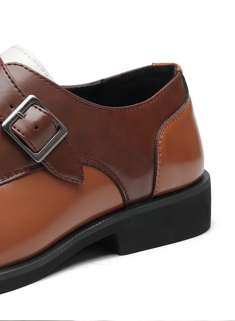 Men's Two-Tone Monk Strap Dress Shoes, Brown & White Formal Leather Shoes81960