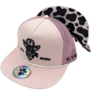DE RANCHO COW PRINT HAT VAQUITA 2 (Pink) DR110
