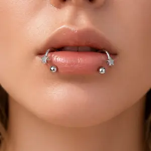 OUFER 16G Snakebite Piercing Star and Ball Top Ring Hoop