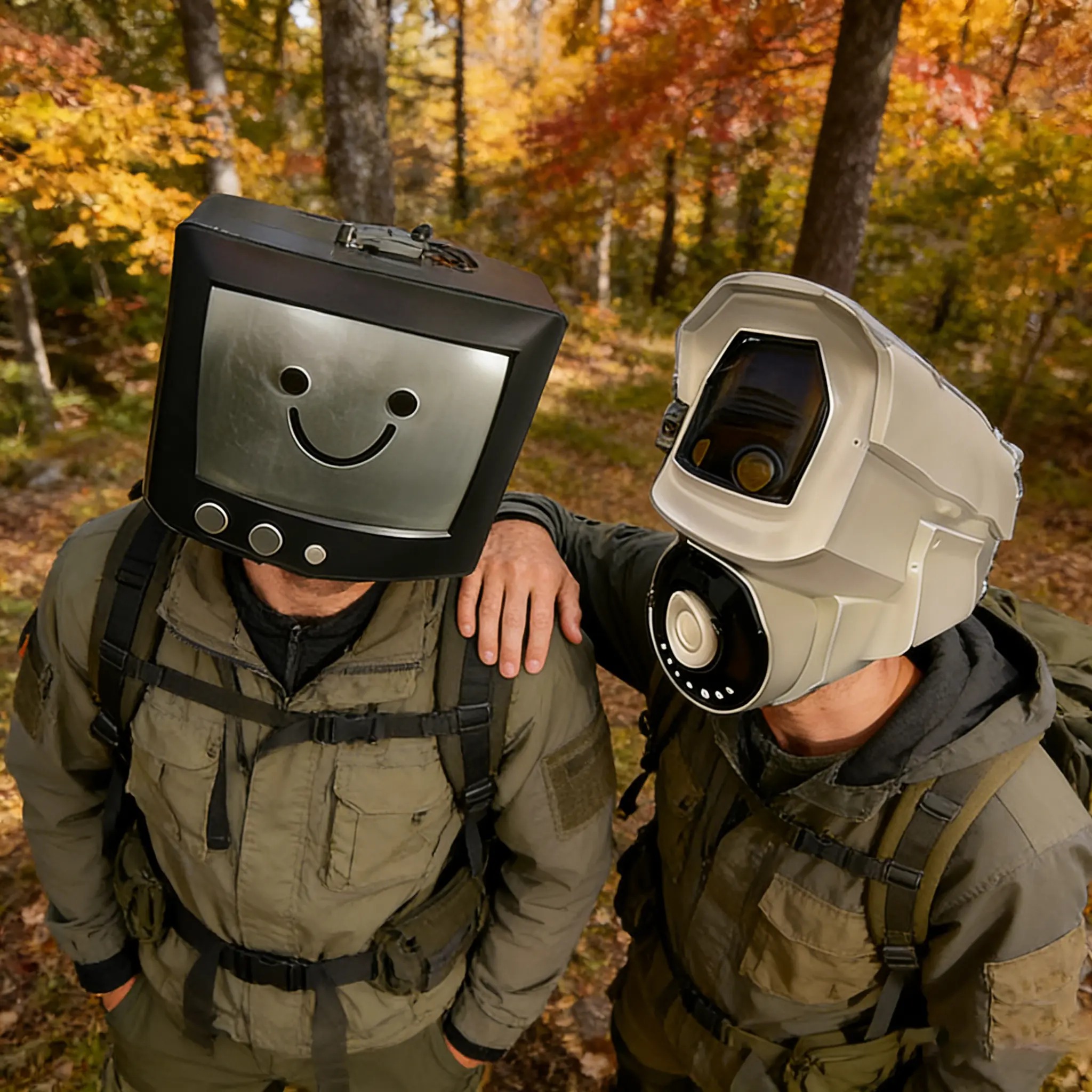 Skibidi Unisex Cyberpunk Electronic Latex Mask Set - TV Man & Cameraman Headgear, Soft Breathable Lightweight Natural Material, Adult Halloween Cosplay Accessories, Couple Gift Party Item