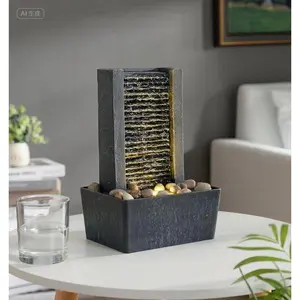 Relaxing LED Water Fountain for Home Decor, Soothing Indoor Fountain with Natural Cobbles, Gurgling Sound Meditation Fountain for Office, Reusable Decorative Fountain with Energy-Efficient Lights