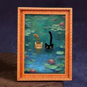 1pc Cute Cat Refrigerator Magnets - Adorable Black & White Cat Design with Pink Accents, Durable Bamboo Material, Perfect for Home & Office Decor, Holiday Gifts, and Kitchen Accessories, Cat Accessories, Fridge Magnet