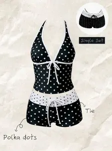 Women Tankini Swimsuit Two Piece Bathing Suit Tummy Control Halter Neck Top High Waisted Boy Shorts Color Block Swimwear Modest Beachwear Vacation Essentials women's tankini swimsuits set