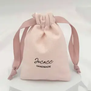10pcs Jewelry Gifts Drawstring Bags Pink Custom Logo Canvas Wedding Favor Makeup Candy Packaging Storage Pouches Entrepreneurship Bag