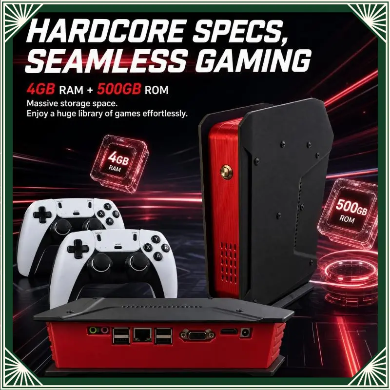 X4 s2 Fans Special Edition Plug & Play TV Console, 4GB RAM 500GB Storage, HDMI Output, Dual Wireless Controllers, Multiplayer Fun