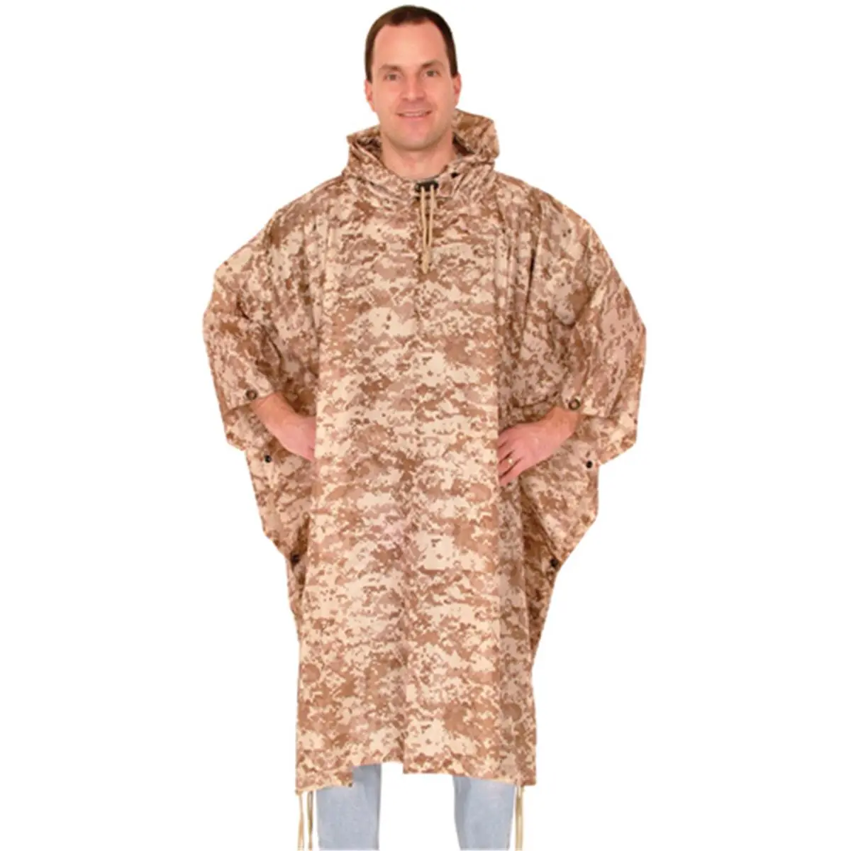 Fox Outdoor 21-556 Camouflage Ripstop Fabric Waterproof Outdoor Rainwear Poncho, 57 x 88 in, Built-In Hood