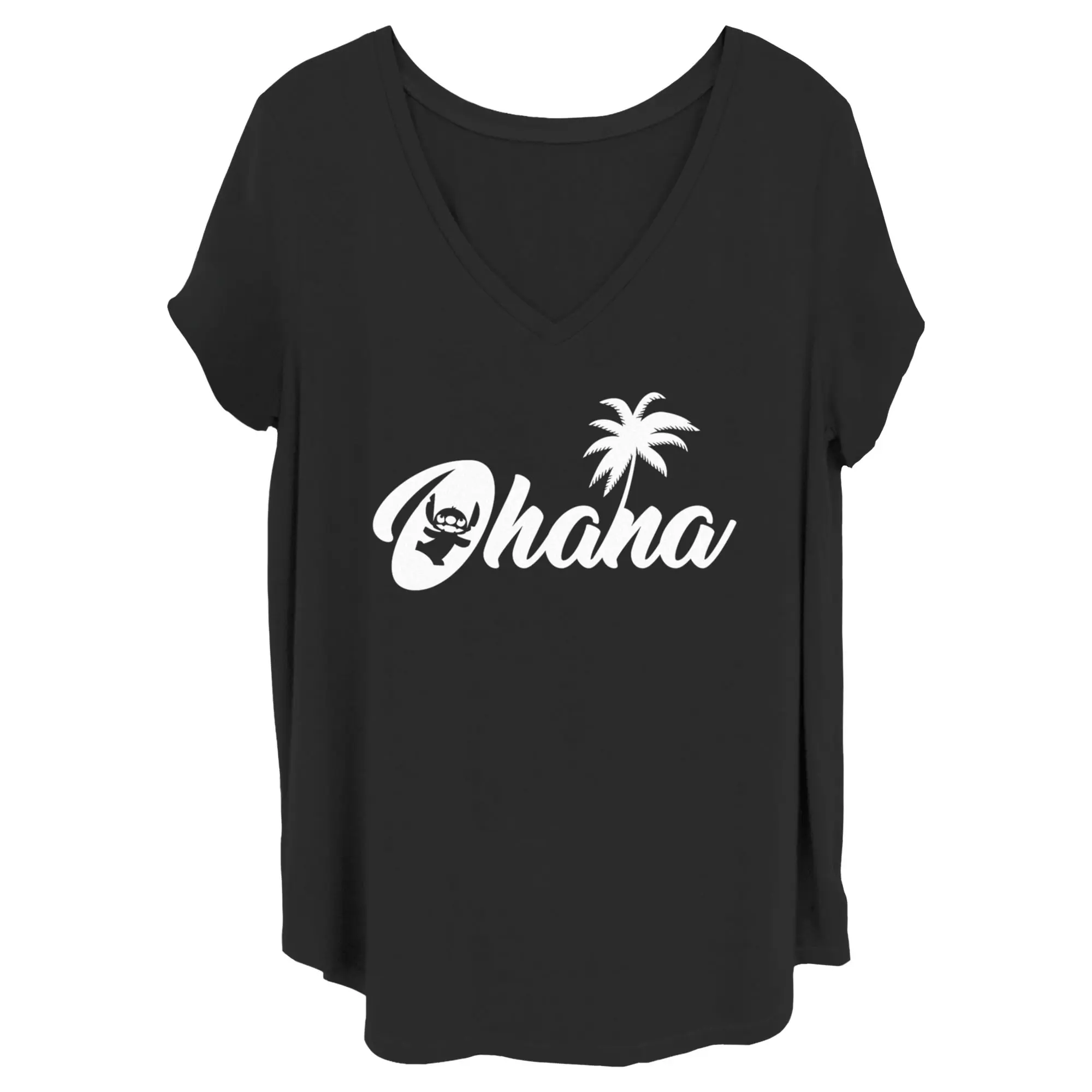 Junior's Women Lilo & Stitch Ohana Silhouette T-Shirt