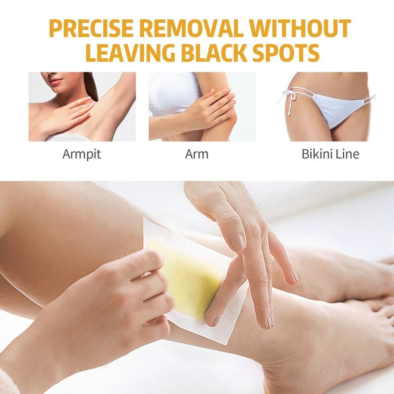 10PCS Wax Strips for Hair Removal, 1-Minute Hair Removal Waxing Kit for Women, Double-Sided Design Wax Strip for Face Arms Legs Chest Back Bikini/Brazilian Full Body Waxing Strips & 2 Oil Wipes - Easy to Use