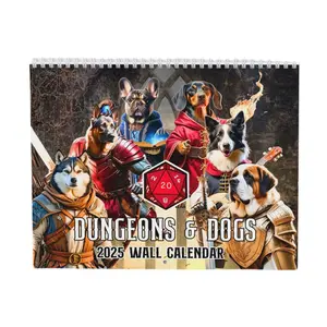 DND CALENDAR 2025,dog calendar, dnd dog, dnd christmas, dog christmas, dog lover gift, d&d calendar, medieval dog, vetererinarian gift