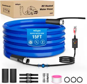 Nilight 15FT Heated Water Hose RV 5/8”Inside Diameter -45°F Freeze Protaction Antifreeze Garden Drinking Hoses with Saving Thermostat and Smart Heat System for Winter Camper Supply Accessories